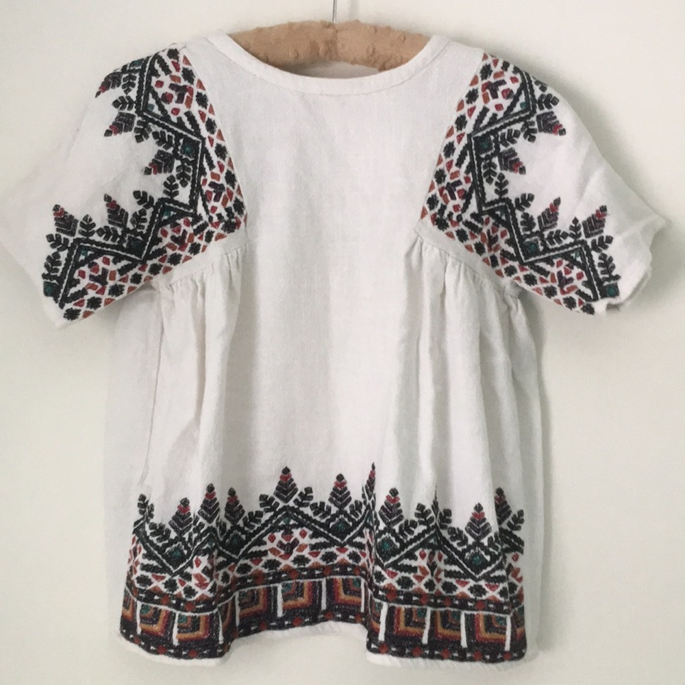 Zara embroidered linen blouse S